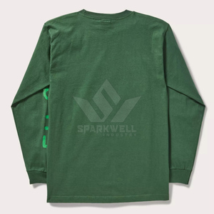เสื้อฮู้ดแขนยาวสีเขียวสำหรับผู้ชาย เสื้อสเวตเชิ้ตลำลอง คอวี แขนจั๊มพ์ ผ้าคอตตอนถัก 100% สไตล์สตรีทแวร์ สำหรับฤดูหนาว - Product Image 1