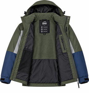 Chaqueta Impermeable con Capucha para Hombre, Diseño Color Block, Cortavientos, Transpirable, con Cuello de Forro Polar, Puños Ajustables, Logotipo Personalizado - Product Image 5