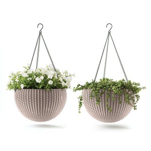 Pot de fleurs suspendu en rotin avec un design circulaire, style moderne, pour plantes d'intérieur et d'extérieur - Product Image 3