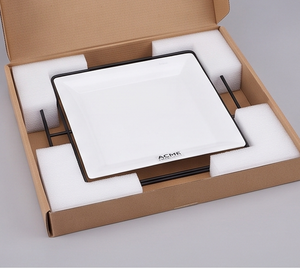 Plateau carré en céramique de luxe avec support en métal noir pour servir des desserts, parfait pour la cuisine, les mariages et les restaurants - Product Image 5