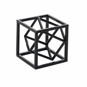 Modern Abstract Geometric Cube Sculpture Hollow Brass Finish Metal <b>Frame</b> Statue Minimalist <b>Square</b> Tabletop Ornament for Luxury - Product Image 5
