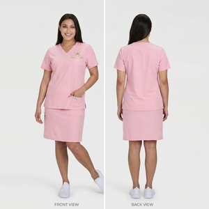 Customized Nurse Scrub Skirts Women \ Scrub Skirt V Neck Top Skirt Suit Female \ Professional Nurses <b>Doctors</b> Hospital Skirt <b>Set</b> - Product Image 1