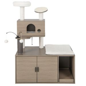 Modern 2-in-1 <b>Cat</b> Tower with <b>Litter</b> Box Enclosure Indoor <b>Cat</b> Trees & Scratcher - Product Image 3