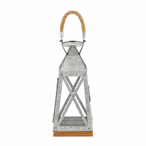 Farol de metal galvanizado estilo rústico para exteriores, con paneles de vidrio, decorativo, colgante, para jardín, venta al por mayor. - Product Image 5