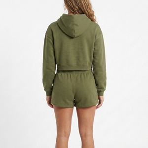 Women's New Fashion Two-Piece Hooded Shorts <b>Set</b> Comfortable Stylish Women's Winter Hoodies Shorts <b>Sets</b> - Product Image 2