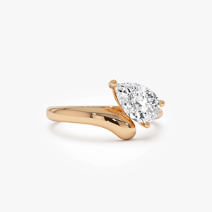 Anillo de Compromiso Unisex de Oro Amarillo de 18k con Diamante Cultivado en Laboratorio de 1 Quilate, Corte Pera, Estilo Lujoso, Certificado IGI - Product Image 4