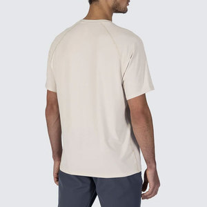 T-shirt vintage streetwear à col rond, coupe régulière, longueur longue, couleur unie, en coton léger, tissu jersey uni - Product Image 2