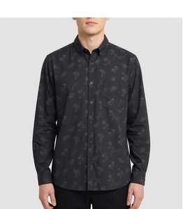 Chemise à manches longues pour homme, imprimé floral d'hiver, respirante, boutonnée, avec poche poitrine et col rabattu - Product Image 1