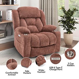 Poltrona Reclinabile Elettrica per Anziani con Funzioni Massaggio e Riscaldamento, Poltrona in Pelle per il Massimo Comfort in Soggiorno - Product Image 6