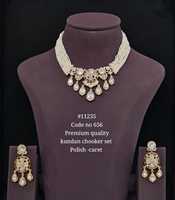 Ensemble collier et pendentif Kundan Choke11235 en laiton plaqué or, collier ethnique pour femmes, collier ras du cou avec chaîne en corde