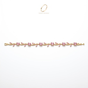 Bracelet jonc unisexe tendance en or 18 carats plaqué zircon, motif tulipe, pierre rose, collection 2026, idéal pour anniversaire - Product Image 2