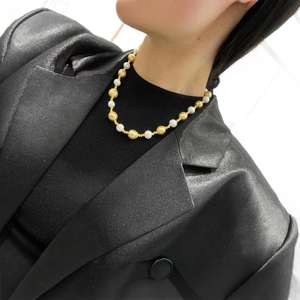 Manufacturer Wholesale 12-14mm Baroque White Pearl Necklace Elegant Dominating Leather and Light <b>Matching</b> Gift <b>Box</b> - Product Image 5