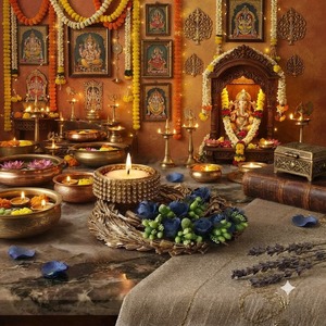 Support de bougie artisanal écologique couleur or, porte-bougie chauffe-plat décoratif, lanterne de table pour Diwali, Noël et la maison - Product Image 2