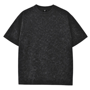 T-shirt noir délavé à l'acide pour homme, manches courtes, col rond, style décontracté vintage streetwear, en coton, coupe oversize, vêtement vierge personnalisable, vente en gros - Product Image 1