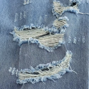 Jeans de Mujer Azul Medio Desgastado, Corte Recto, Algodón Denim, Talle Alto, Acabado Whisker Wash, Pantalones Casuales de Estilo Urbano - Product Image 4