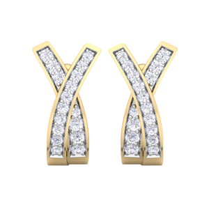 Boucles d'oreilles créoles de luxe en or jaune 18 carats plaqué, forme en X, avec accent de diamant brillant cultivé en laboratoire, bijoux élégants et tendance pour - Product Image 2