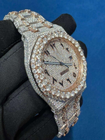 Montre automatique pour homme sertie de diamants, montre-bracelet de luxe entièrement pavée de cristaux, montre de style royal en acier inoxydable, style hip-hop bling