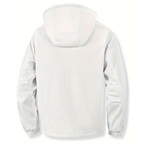 <b>Men's</b> <b>White</b> Hooded Quarter-Zip Windproof <b>Jacket</b> Casual Sporty Lightweight Polyester Spring Outerwear Regular Fit - Product Image 6