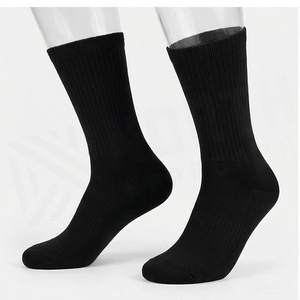 Black Crew <b>Socks</b> Solid Color Breathable Knitted for Adults Casual Wear - Product Image 3