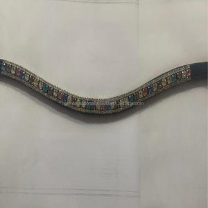 Bande de sourcil de cheval 100% en cuir, meilleure qualité, 3 rangées de cristal, fabricant indien en gros, toutes les tailles personnalisées disponibles - Product Image 5