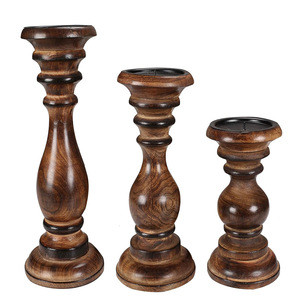 Juego de 3 soportes de madera geométricos modernos para velas de madera de mango al por mayor para decoraciones de bodas y fiestas en casa - Product Image 2