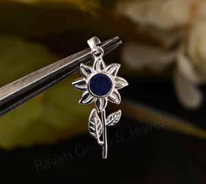 Colgante de Plata de Ley con Incrustaciones de Lapislázuli de 5 mm, Engaste de Bisel, Forma Redonda, Bañado en Rodio, Estilo Clásico, Unisex, para Regalo - Product Image 1