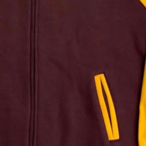 High Quality Iota Gold Varsity <b>Fleece</b> Jacket <b>Brown</b> Gold Greek Apparel Fraternity Letterman Style Premium Eco-Friendly - Product Image 6