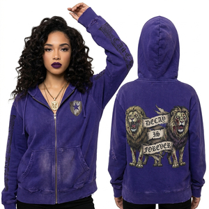 Sweat à capuche épais bleu foncé délavé à l'acide pour femme, motif squelette Ice King, effet vieilli vintage, pull chaud d'hiver - Product Image 5