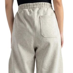 Light Gray Wide Leg Sweatpants <b>Elastic</b> <b>Waist</b> Loose Fit Casual <b>Trousers</b> for Women - Product Image 6