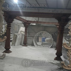 wooden Look Fiber Wedding Mandap Classic Carved Wooden Look Elephant Design Durable FRP Material Custom Packaging - Product Image 4