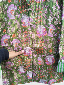 Chaqueta Acolchada de Algodón para Mujer Talla Grande, Cuello Alto, Estampado Floral, Cierre de Botón, Estilo Bohemio - Product Image 5