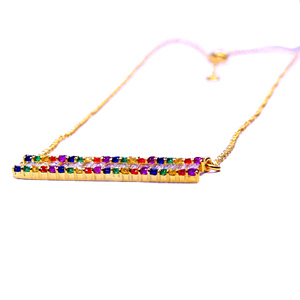 925 Sterling Silver Gold Plated <b>Rainbow</b> Fine Chain Necklaces For Women's Everyday Wear - Product Image 5