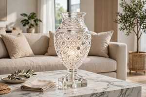 Handmade Flute-Shaped Transparent Ribbed <b>Glass</b> <b>Candle</b> <b>Holder</b> Eco-Friendly Leak Proof Break Resistant Multifunction 0.5L Capacity - Product Image 4