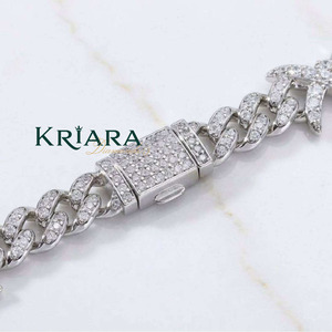 S925 <b>Silver</b> Rhodium Plated Hiphop Figaro <b>Chain</b> Necklace Lab Grown Brilliant Cut Crystal Rhinestone Luxury Unisex Everyday Wear - Product Image 4