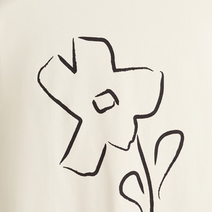 Nouveau T-shirt d'été ample à manches courtes brodé rétro, légèrement froissé, à rayures contrastées et unies - Product Image 5