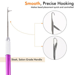Professional Hair Extension Tools Kit with <b>Silicone</b> <b>Beads</b> in Black Brown and Beige Microlink Pliers Scissors Loop and Hook - Product Image 3