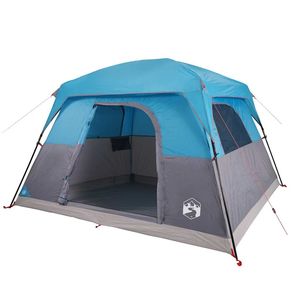 Carpa de Camping Impermeable Azul para 4 Personas, Tipo Cabaña, para Aventuras al Aire Libre - Product Image 5