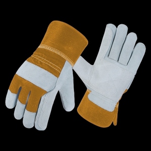 Gants de travail de sécurité industriels haut de gamme en cuir de vachette pleine fleur à double paume, flexibles et résistants à l'abrasion, pour le travail - Product Image 4