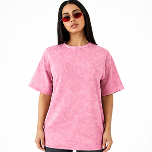 Fabrication OEM sur mesure, T-shirts unisexes en coton French Terry délavé à l'acide, 220g, grammage lourd, respirants, avec applications perforées - Product Image 4