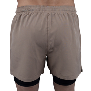กางเกงขาสั้นออกกำลังกายผู้ชายแบบแห้งเร็วสองชั้น 100% โพลีเอสเตอร์ ชุดกีฬาลำลอง กางเกงวิ่งรัดรูปมีกระเป๋าสำหรับออกกำลังกาย - Product Image 4