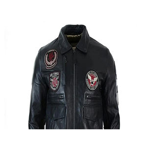 Blouson Bomber Homme 2026 en Cuir de Vachette Noir Original, Meilleure Vente, avec Logo Brodé sur le Devant, Imperméable, 100% Haute Qualité - Product Image 5