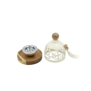 Modern Arabic Calligraphy Metal Incense Burner with Natural Wooden Base Elegant <b>Bakhoor</b> <b>Oud</b> Mabkhara for Ramadan Home Decor - Product Image 2