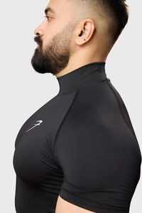 athletic gym compression tshirt men workout fitness tee quick dry stretch sportswear supplier - Product Image 3