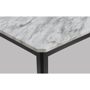Juego de Comedor Contemporáneo de 5 Piezas con Cubierta Rectangular de Imitación Mármol, Acabado Negro, Sillas Tapizadas con Diseño de Canales, Madera Sólida - Product Image 6