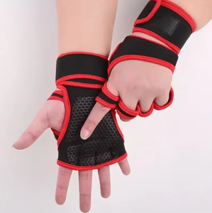 Black Half Finger Weightlifting <b>Gloves</b> With Wrist Support Breathable Fitness Training Gym Mitts Spring Autumn Sports Use - Product Image 1