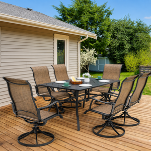 Conjunto de Comedor para Patio con Sillas Giratorias y Mesa de Metal, Muebles de Jardín para Terraza, Patio Trasero, Estilo Lujoso - Product Image 3