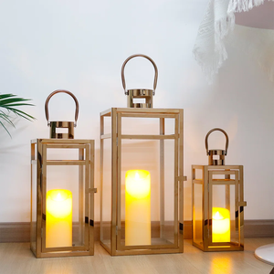 Stylish Gold Metal Lantern Candle Holder Luxury Decorative <b>Ornament</b> for Home Wedding Valentine's Day Birthday Party at Low Rates - Product Image 5