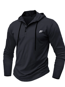 Men's Winter Outdoor Sports Hoodies Regular Fit Long Sleeve Drawstring Breathable Hooded Sweatshirts 100% Cotton Fleece OEM ODM - Product Image 3