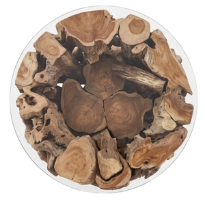 ARTERRA Luxury Handmade Durable & Easy to Clean Round Teak Wood <b>Root</b> <b>Table</b> Glass Top Cluster Rustic <b>Coffee</b> <b>Table</b> for Living Room - Product Image 3
