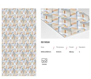 Venta al por mayor de baldosas de lujo 3D de 600x1200mm con diseños modernos y brillantes para sala de estar y baño, baldosas de porcelana con aspecto de mármol. - Product Image 2